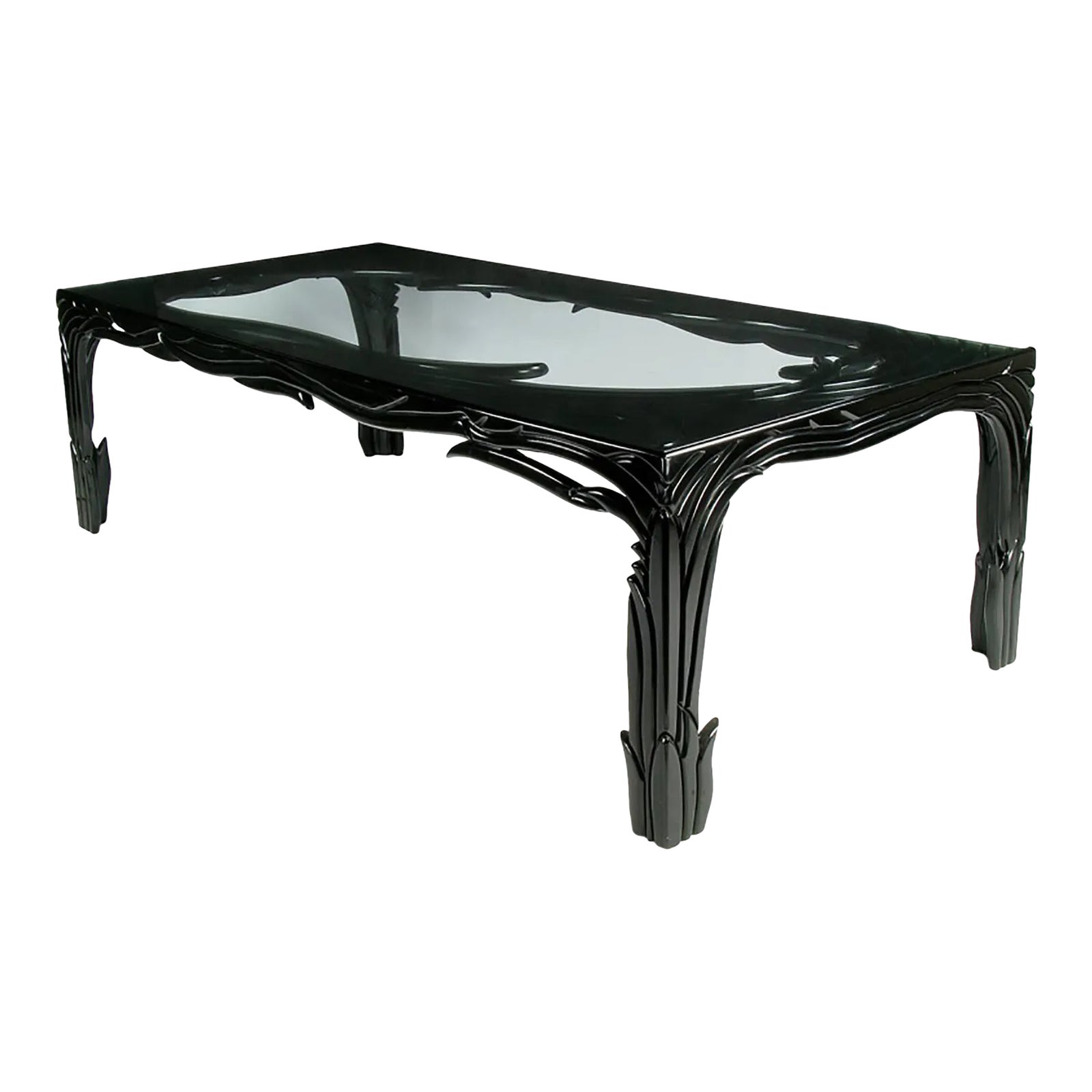 Phyllis Morris Carved Wood and Black Lacquer Dining Table Chairish