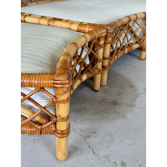 Mid 20th Century Vintage Refinished Organic Modern Coastal Three-Piece Curved Rattan Sectional Sofa Set For Sale - Image 5 of 12