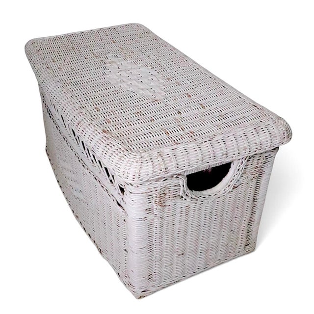 Vintage Wicker Trunk For Sale - Image 9 of 11