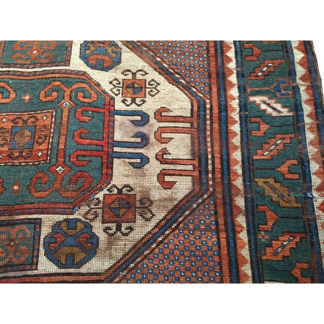 Tribal Antique Karachov Kazak Area Rug, Hand-Knotted Wool, Caucasus, 1800s, 5’ x 7’ For Sale - Image 3 of 18