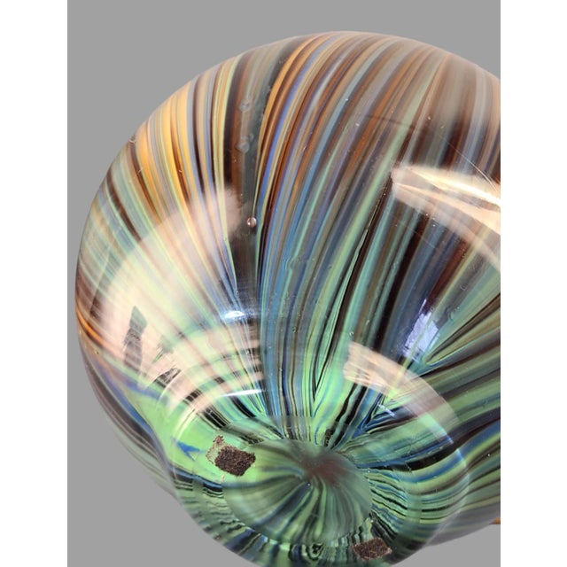 Glass Mid 20th Century Murano Style Hand Blown Cashed Studio Art Glass Pear Shaped Multi Color Vase For Sale - Image 7 of 7