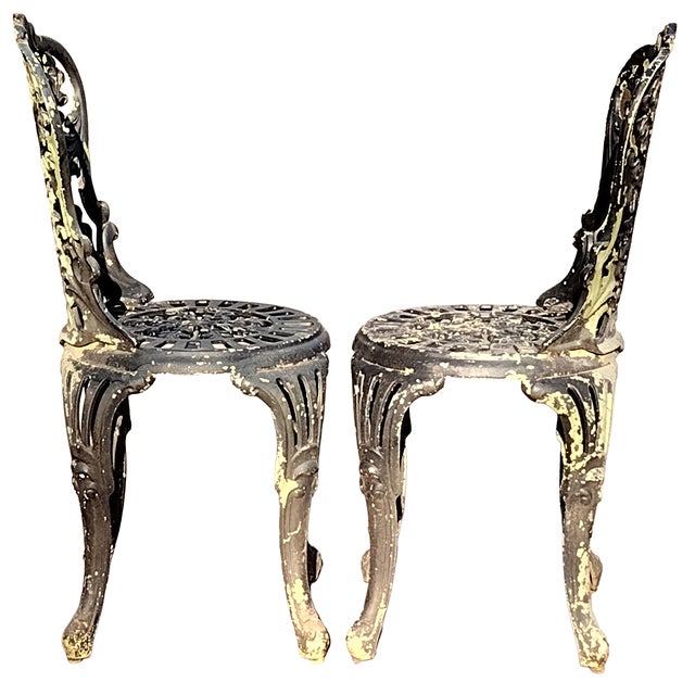 Victorian Victorian Style Metal Garden Chairs, Pair For Sale - Image 3 of 8