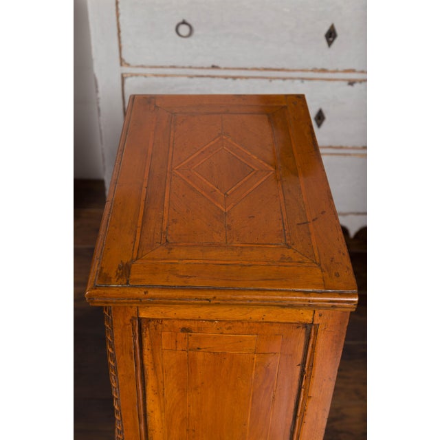 Pair of 1820s Italian Neoclassical Carved Walnut Bedside Tables with Banding For Sale - Image 12 of 12