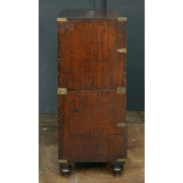 Wood British Military Officer's Campaign Chest Dresser of Brass-Bound Mahogany For Sale - Image 7 of 10