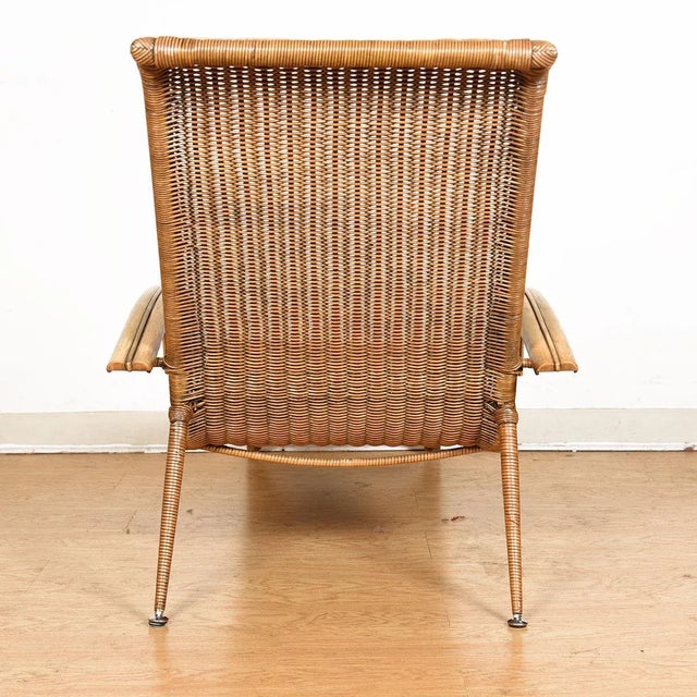 Wood Mid-Century Woven Rattan Chaise Lounge For Sale - Image 7 of 13