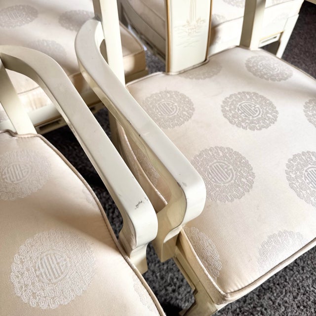 Vintage Chinese Cream Lacquered Hand Painted Dining Chairs - Set of 6 For Sale - Image 11 of 12