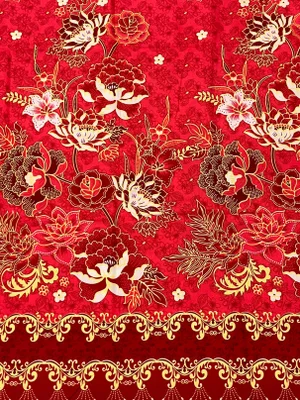Southeast Asian Cotton Classic Floral and Abstract Design Textile/Fabric Remnant