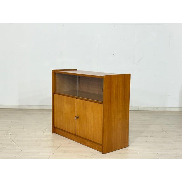 Wood Small Mid-Century Elm Display Cabinet, 1960s For Sale - Image 7 of 13