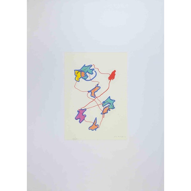 Abstract Composition is a colored lithograph print realized by the contemporary artist Giulio Turcato in 1973. Hand-signed...