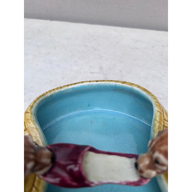 Ceramic 19th Century Majolica Dogs Dachshund Bowl Villeroy & Boch For Sale - Image 7 of 9