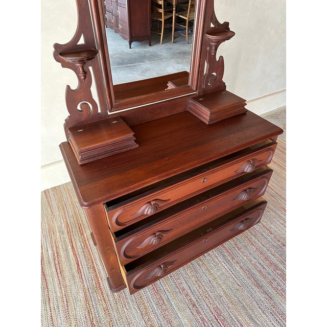 Antique Mid-19th Century Walnut Dresser With Arched Mirror & Hidden Drawer For Sale - Image 11 of 11