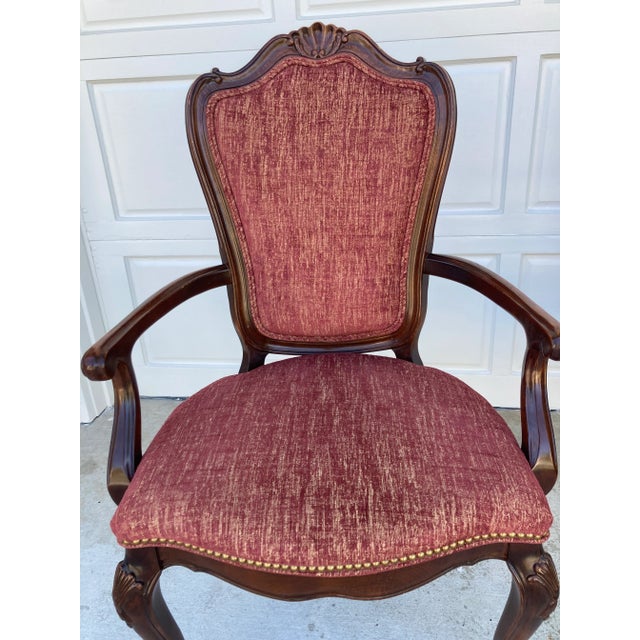 French Provincial 1990s Set of 2 Century Furniture French Provincial Mahogany Captains Chairs For Sale - Image 3 of 13