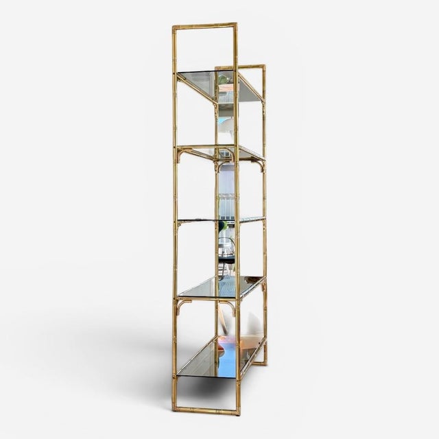 Italian Shelving Display in Faux Bamboo Brass, 1970s For Sale - Image 5 of 13