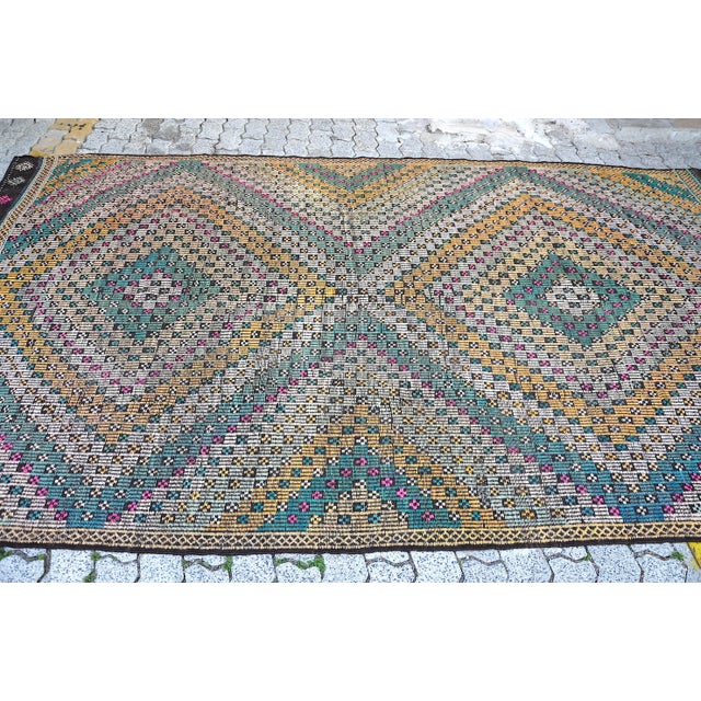 Textile 1960s Vintage Handmade Kilim Rug For Sale - Image 7 of 11