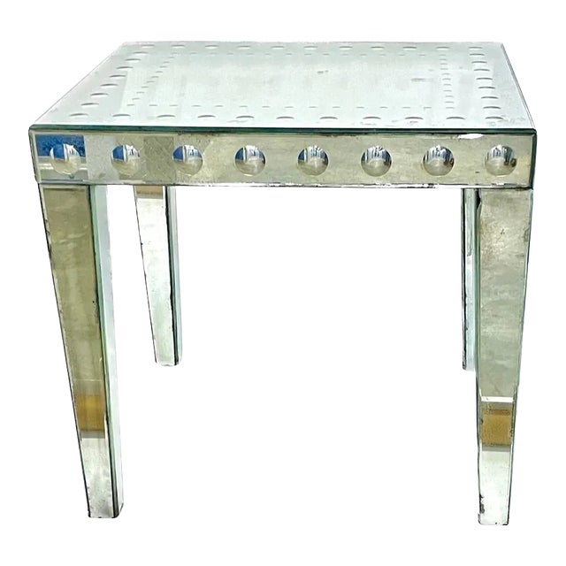 Vintage Circles Patterned Mirrored Side Table For Sale