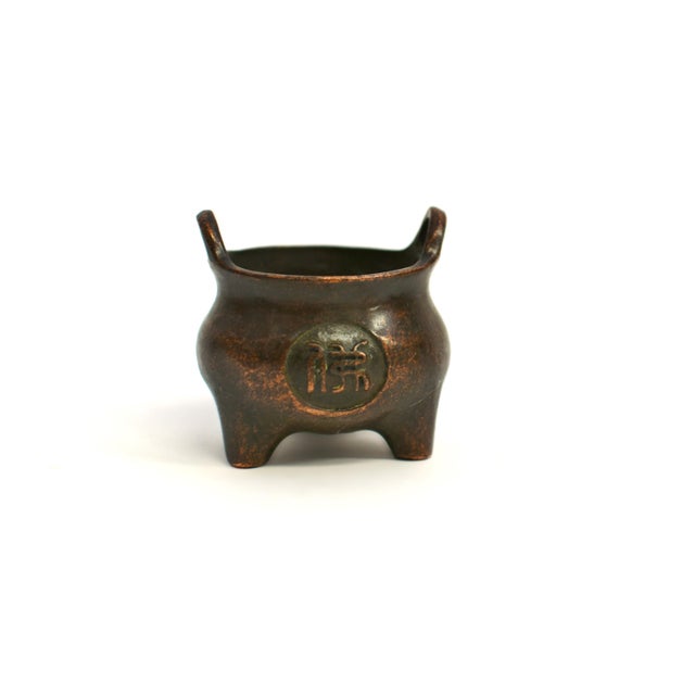 Set of 4 Bronze Antique Mini Incense Burner Chinese Censer For Sale In Los Angeles - Image 6 of 18