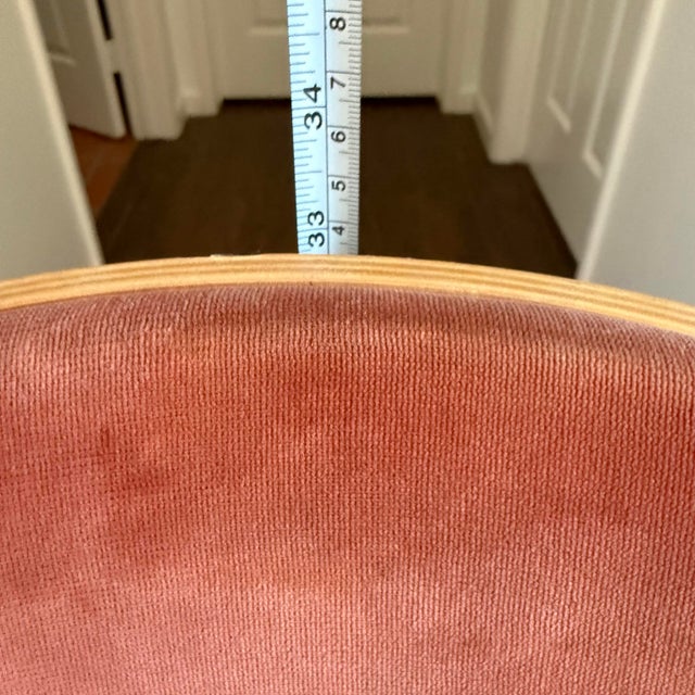 Salmon Postmodern Vintage 1998 Knoll Chair by Maya Lin W Bentwood & Velvet 90s VTG For Sale - Image 8 of 12