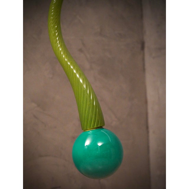 Green Murano Glass and Brass Pendant, 1960 For Sale - Image 9 of 12