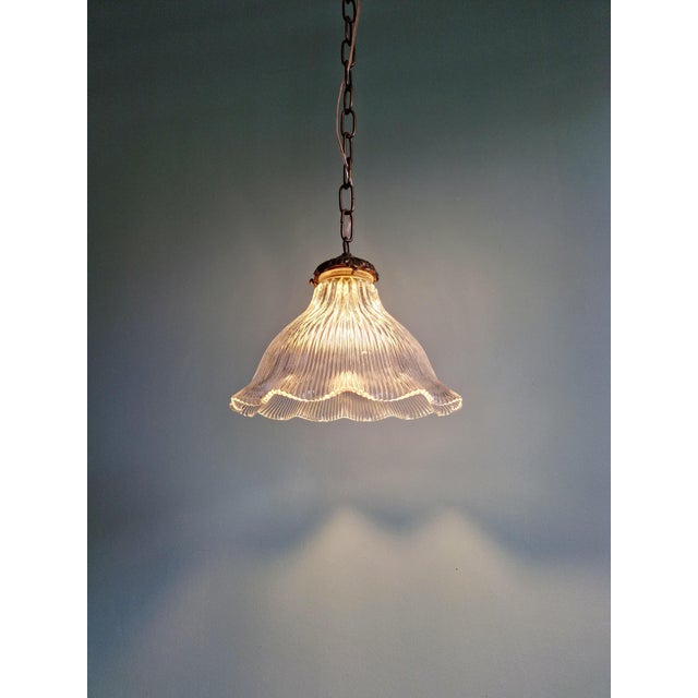 Pendant Light in Grooved Clear Glass from Holophane, 1930s For Sale - Image 12 of 14
