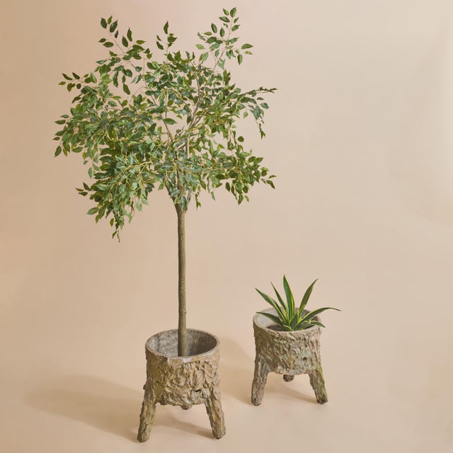 Rustic French Faux Bois Concrete Footed Planter, 1940s - 2 Available For Sale - Image 3 of 9