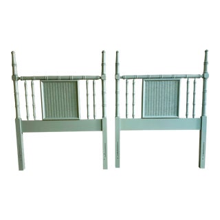 1970s Faux Bamboo and Wicker Twin Headboards - a Pair For Sale