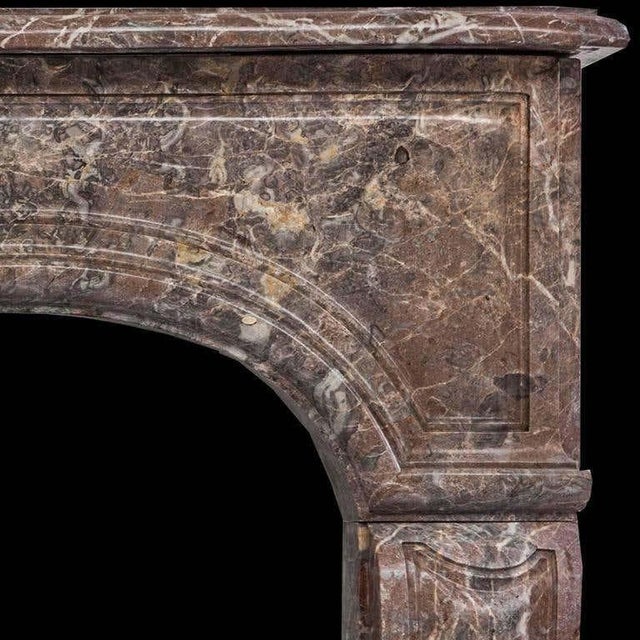 19th Century Louis XV Style Fireplace Mantel in Rouge Royal Marble For Sale - Image 4 of 6
