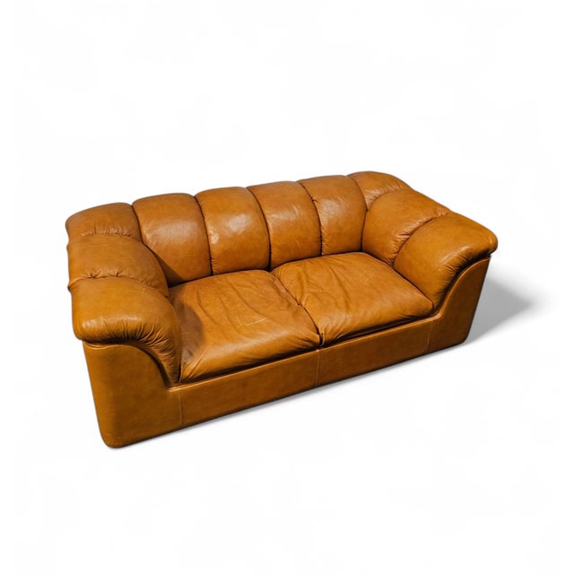 Italian Cocker 2-Seater Sofa in Cognac Leather by Franco Bresciani for Poltrona Frau, 1970s For Sale - Image 6 of 12
