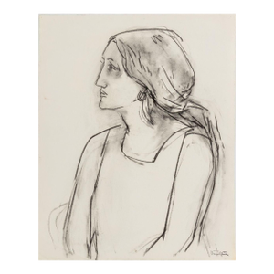 Manfred Schwartz Portrait of a Woman Charcoal