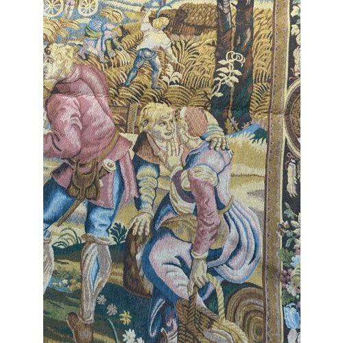Vintage French Jacquard Harvester Payroll Tapestry in the style of Aubusson, 1970s For Sale - Image 12 of 18