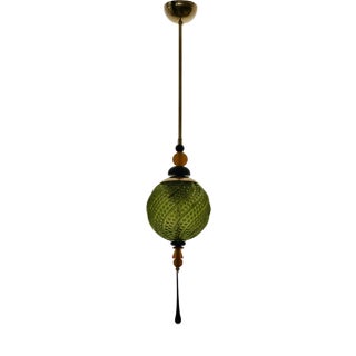 Midcentury Modern Italian Blown Green Glass Lantern, 2000 For Sale