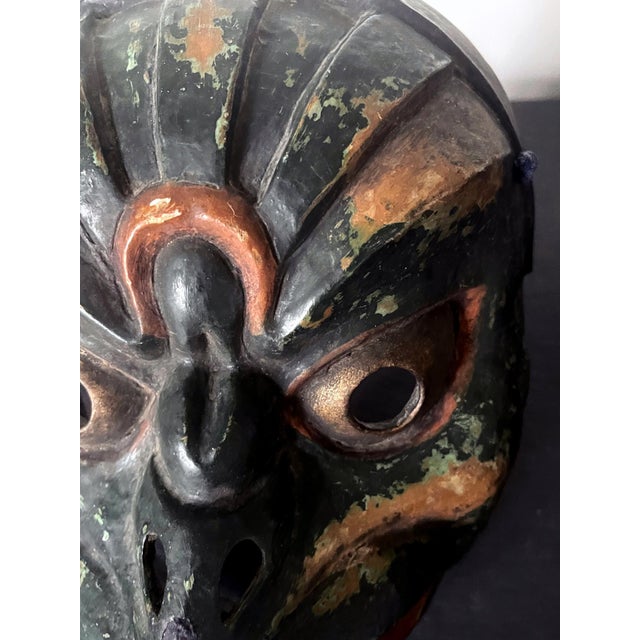 Chrome Japanese Wood Bugaku Mask of Korobase Edo Period For Sale - Image 8 of 18
