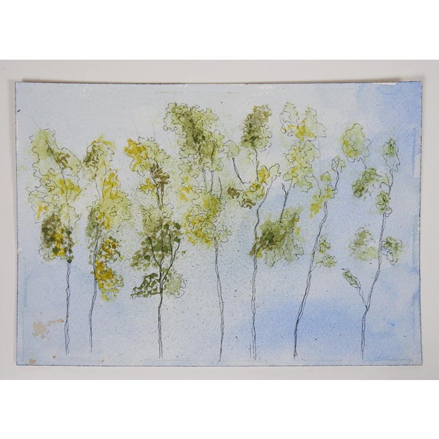 Abstract Late 20th Century Abstract Trees Watercolor and Ink Painting For Sale - Image 3 of 3