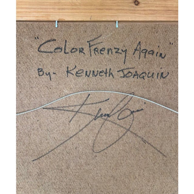 2000 - 2009 Mid-Century Colorful Abstract Painting by Kenneth Joaquin, 27.25” X 22.25” For Sale - Image 5 of 8