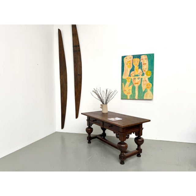 Neo-Renaissance Desk in Oak, 1900 For Sale - Image 9 of 18