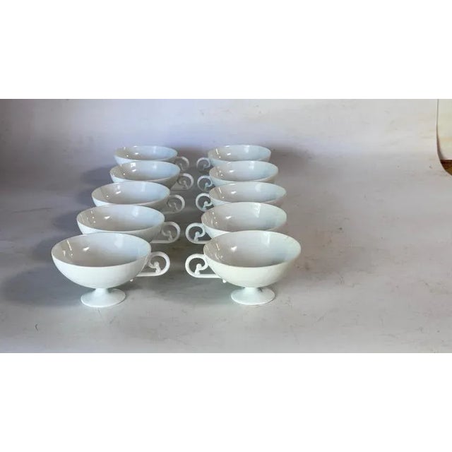1970s Vintage Porcelain Coffee Cups in White from Limoges France, 1970s, Set of 10 For Sale - Image 5 of 13