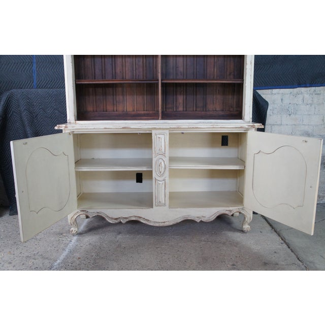 White Late 20th Century Monumental Habersham Plantation Chic French Provincial Hutch China Cabinet 102" For Sale - Image 8 of 18