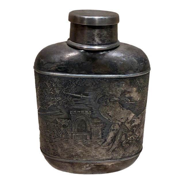 1900s Old English Liquor Flask & Cup For Sale