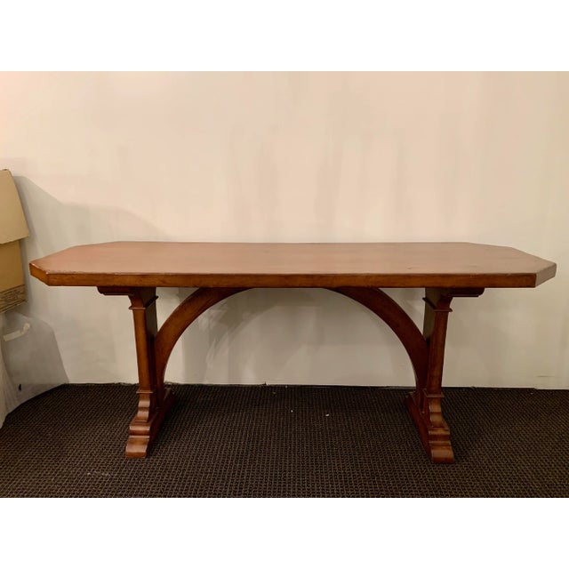 Late 20th Century Arts & Crafts Style Arched Trestle Console For Sale - Image 10 of 10