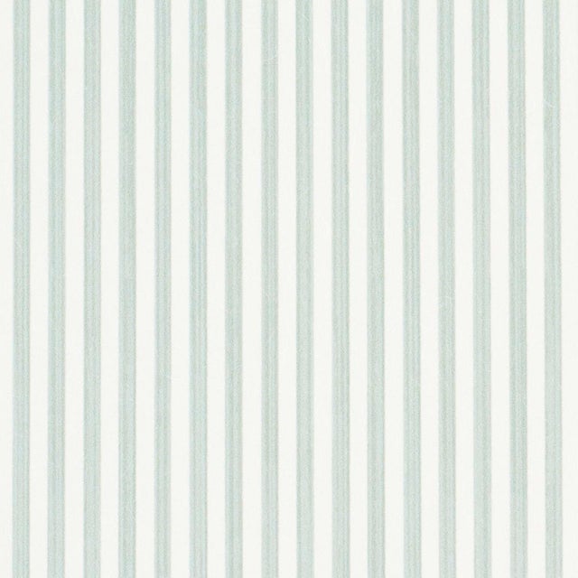 Schumacher Edwin Stripe Narrow Wallpaper in Eucalyptus For Sale