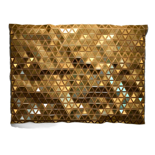 Golden Opportunity Metallic Wooden Carved Modern Wall Sculpture, 2021 For Sale