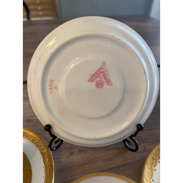 Ceramic Antique Hand-Gilded 22k Gold Fine Bone China Teacup & Saucer Set of 3 for Adderley's Ltd - 6 pcs For Sale - Image 7 of 10