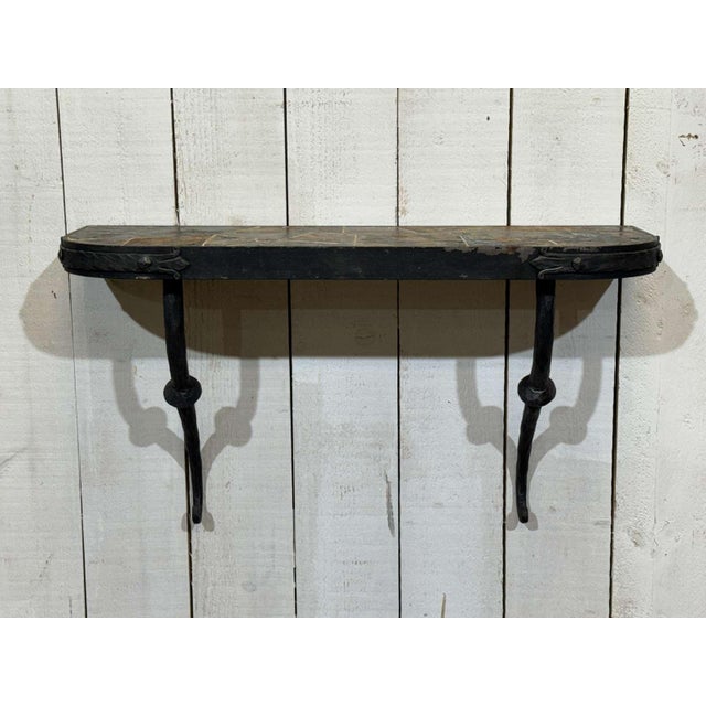 Console Table in Forged Steel and Slate Top, 1950s For Sale - Image 6 of 12
