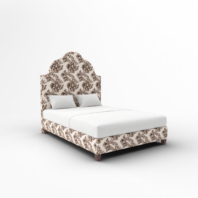Elevate your bedroom with this luxurious upholstered bed, available exclusively on Chairish. Expertly crafted in the USA...
