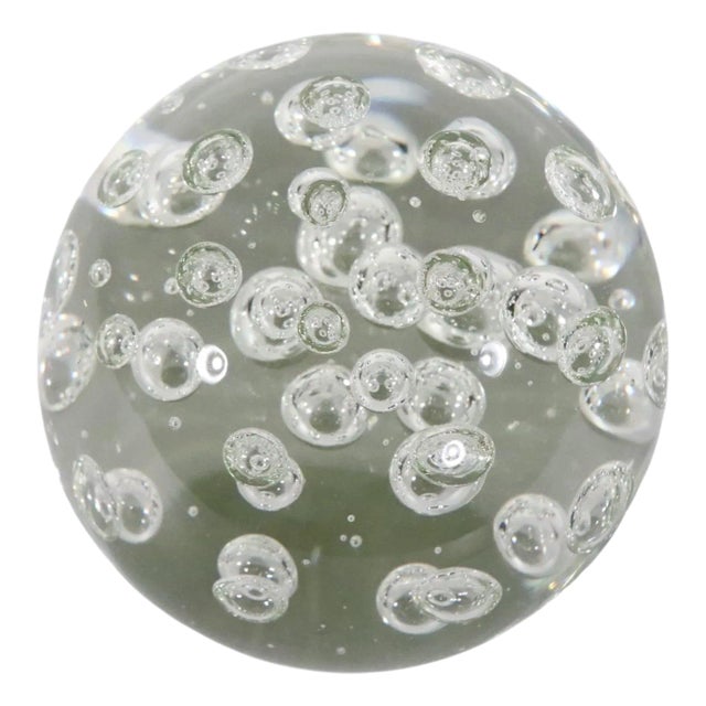 Late 20th Century Controlled Bubble Glass Paperweight For Sale