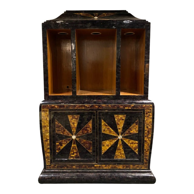 1970s Tesselated Horn and Mother of Pearl Cabinet For Sale