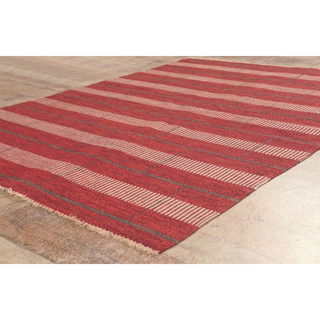 Red Vintage Swedish Rollakan Rug, 04'07 X 06'04 For Sale - Image 8 of 10