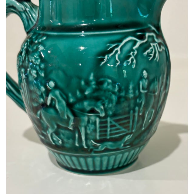Cabin Vintage Wedgwood Etruria & Barlaston Hound-Handle Majolica Pitcher For Sale - Image 3 of 17