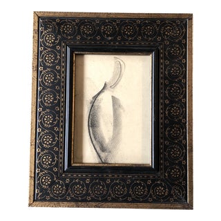 Original Vintage Abstract Charcoal Figure Study Drawing Vintage Frame For Sale
