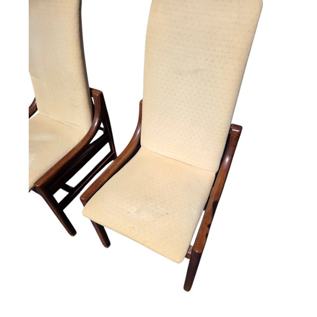 1980s 2 Henredon Scene One Campaign Dining Room Side Chairs MCM Oak Brass For Sale - Image 11 of 15