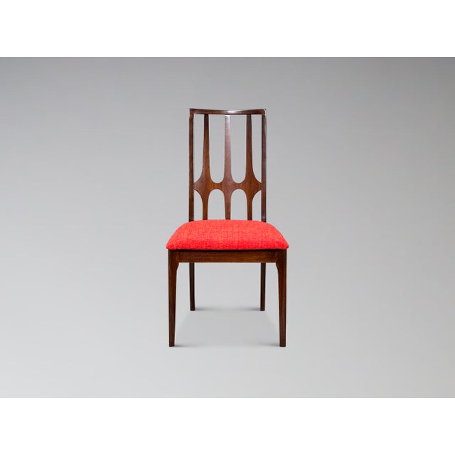 Restored Vintage Broyhill Brasilia Walnut and Cane Dining Chairs Set of 6 For Sale - Image 10 of 18
